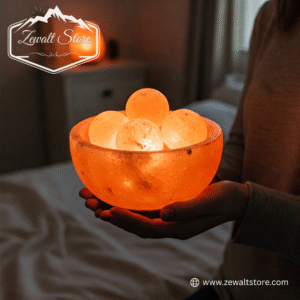 Bowl Shaped Pink Salt Lamp with Round Salt Balls