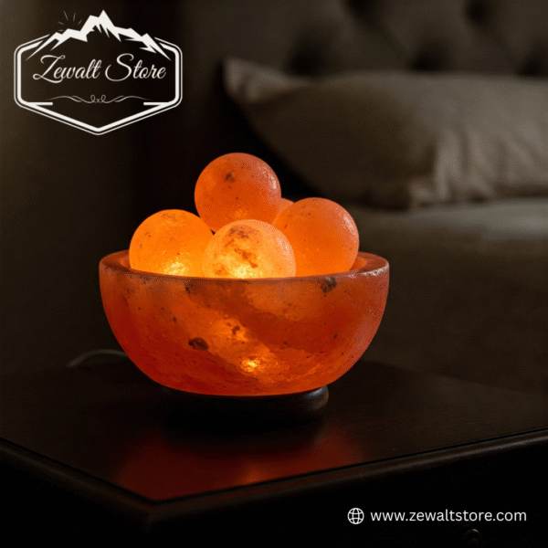 Bowl Shaped Pink Salt Lamp with Round Salt Balls - Image 7