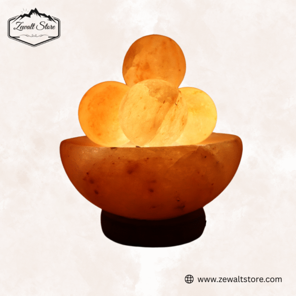 Bowl Shaped Pink Salt Lamp with Round Salt Balls - Image 8