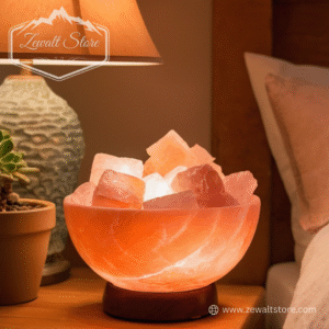 Bowl Shaped Pink Salt Lamp with Salt Chunks