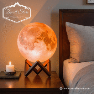 Full Moon Salt Lamp With Wooden Stand