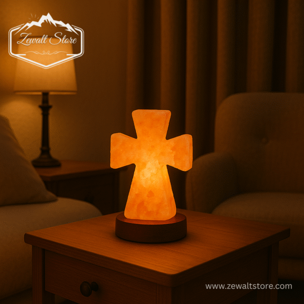 Cross Shaped Pink Himalayan Salt Lamp - Image 4