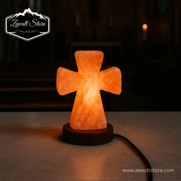 Cross Shaped Pink Himalayan Salt Lamp - Image 3