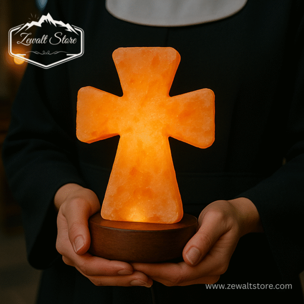 Cross Shaped Pink Himalayan Salt Lamp - Image 2