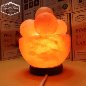 Bowl Shaped Pink Salt Lamp with Massage Salt Balls