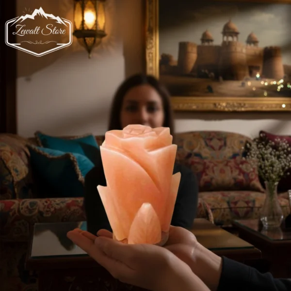 long flower shaped himalayan pink salt lamp
