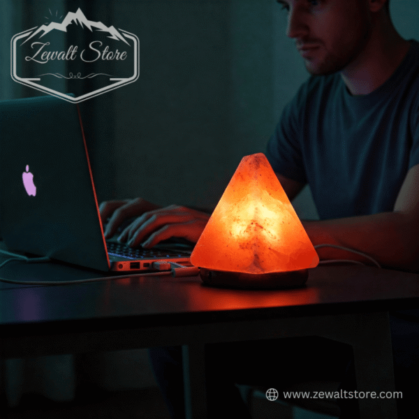 usb pyramid shaped pink salt lamp