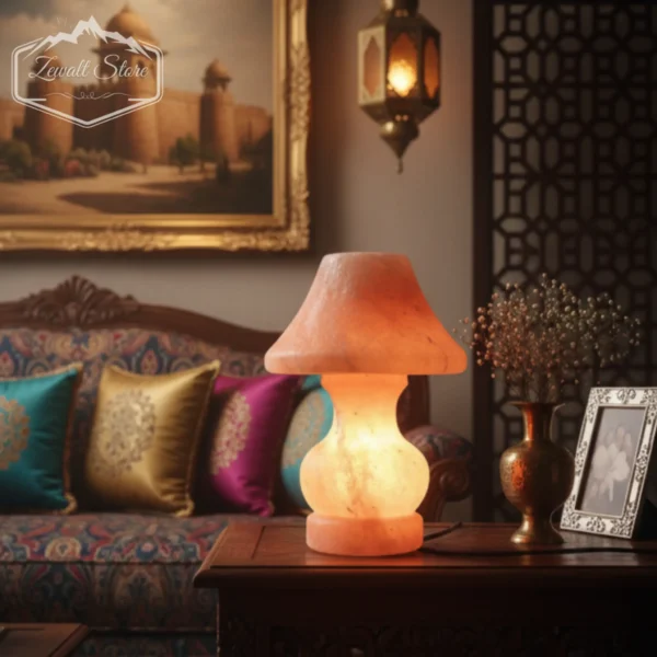 side table pink salt lamp