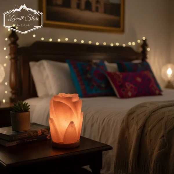 long flower shaped himalayan pink salt lamp
