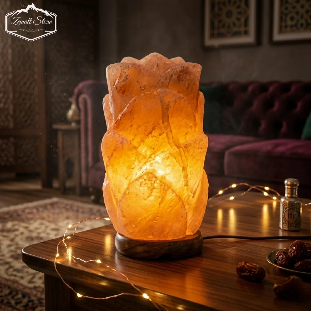 Long Flower Shaped Himalayan Pink Salt Lamp – 220V Natural Crystal Lamp (2–3 KG) - Image 4