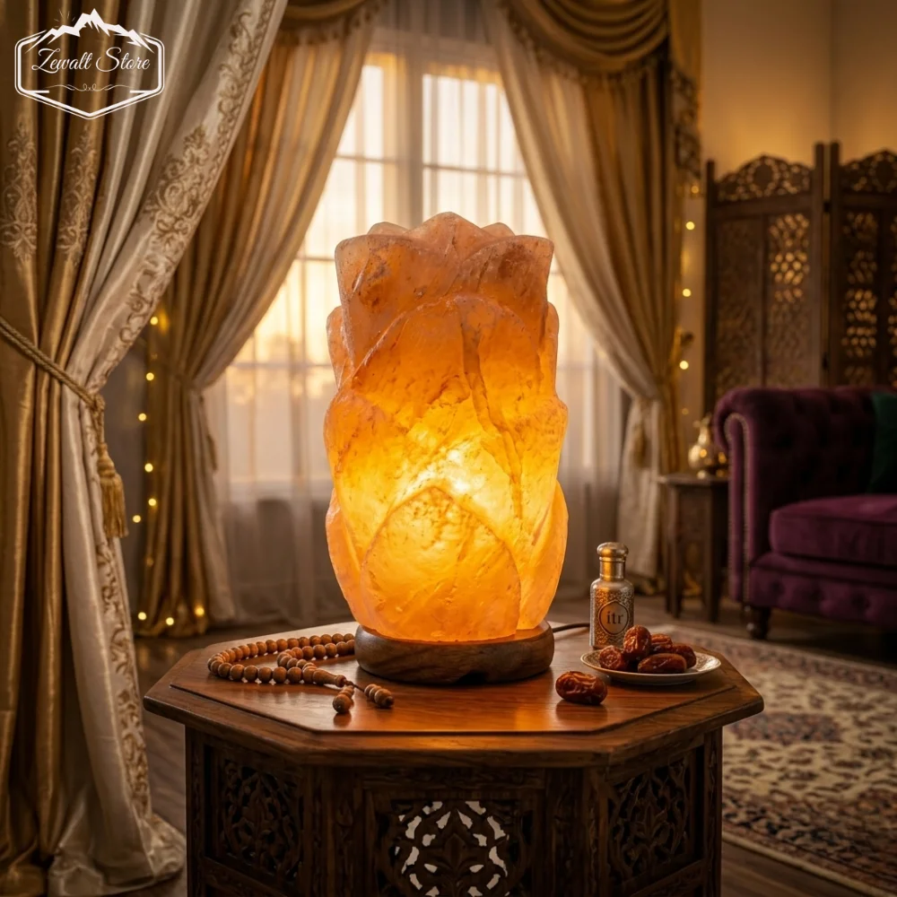 Long Flower Shaped Himalayan Pink Salt Lamp – 220V Natural Crystal Lamp (2–3 KG) - Image 2