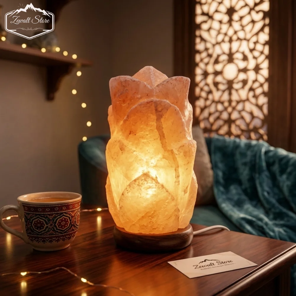 Long Flower Shaped Himalayan Pink Salt Lamp – 220V Natural Crystal Lamp (2–3 KG) - Image 3