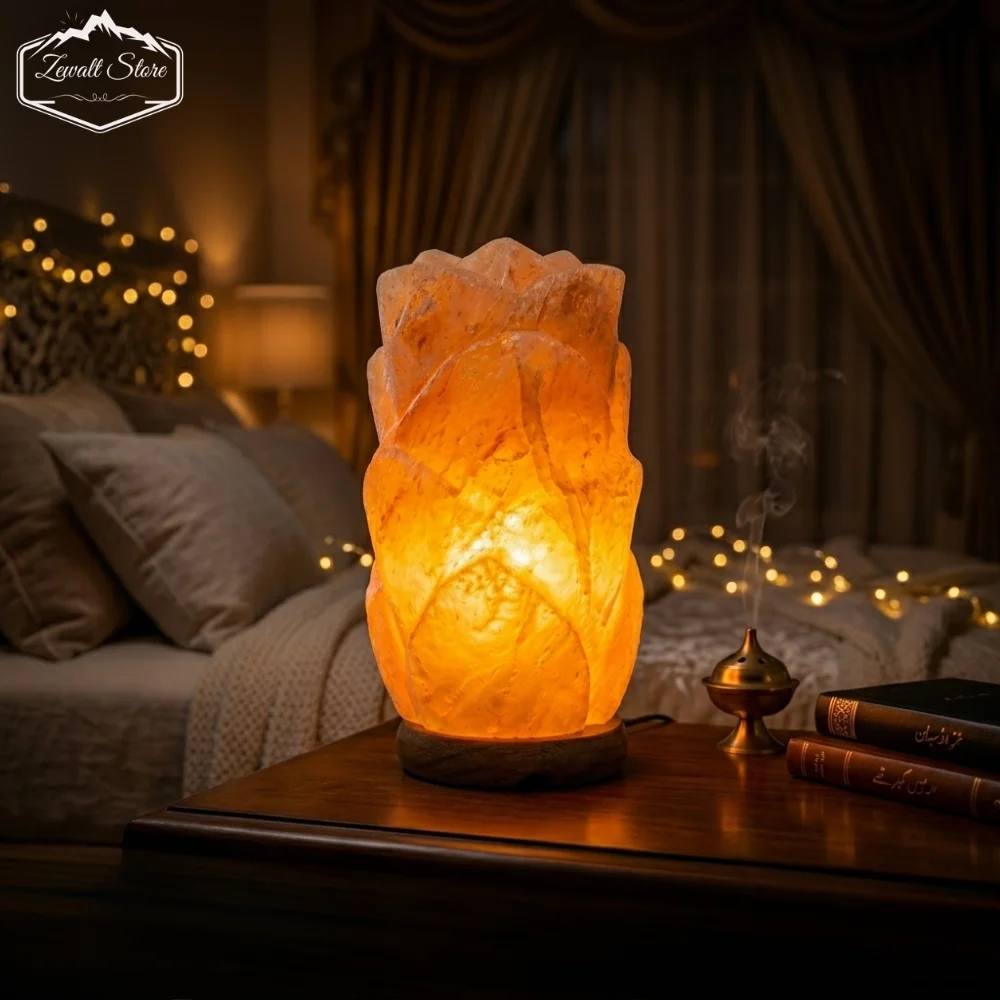 Long Flower Shaped Himalayan Pink Salt Lamp – 220V Natural Crystal Lamp (2–3 KG) - Image 8