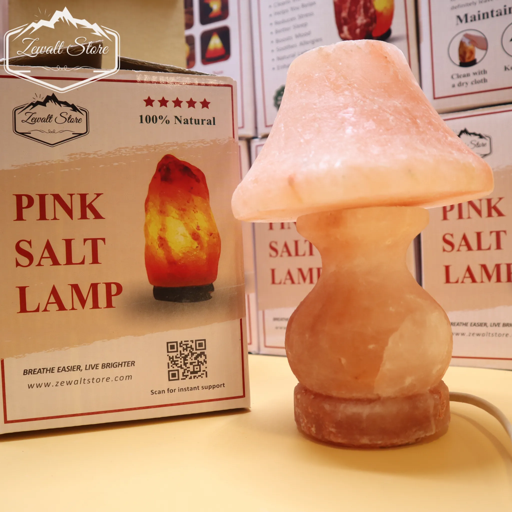 Side Table Himalayan Pink Salt Lamp – 220V Natural Crystal Lamp (2–3 KG) - Image 6