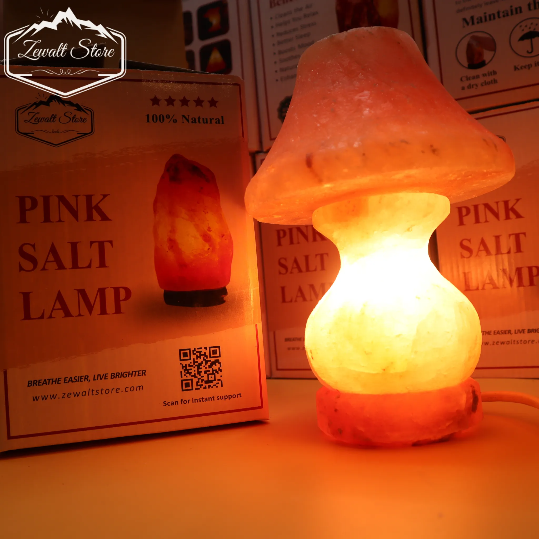 Side Table Himalayan Pink Salt Lamp – 220V Natural Crystal Lamp (2–3 KG) - Image 7