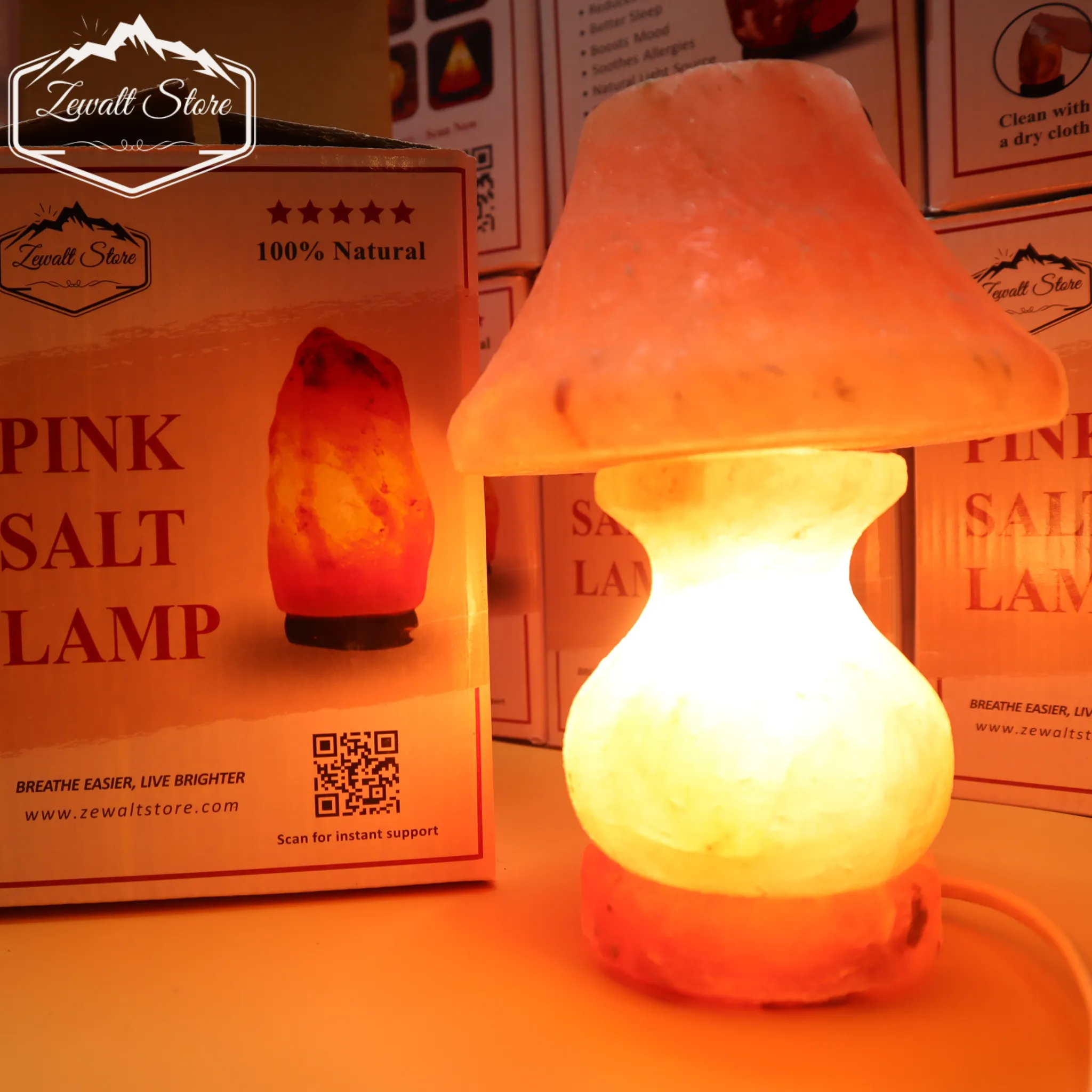 Side Table Himalayan Pink Salt Lamp – 220V Natural Crystal Lamp (2–3 KG)