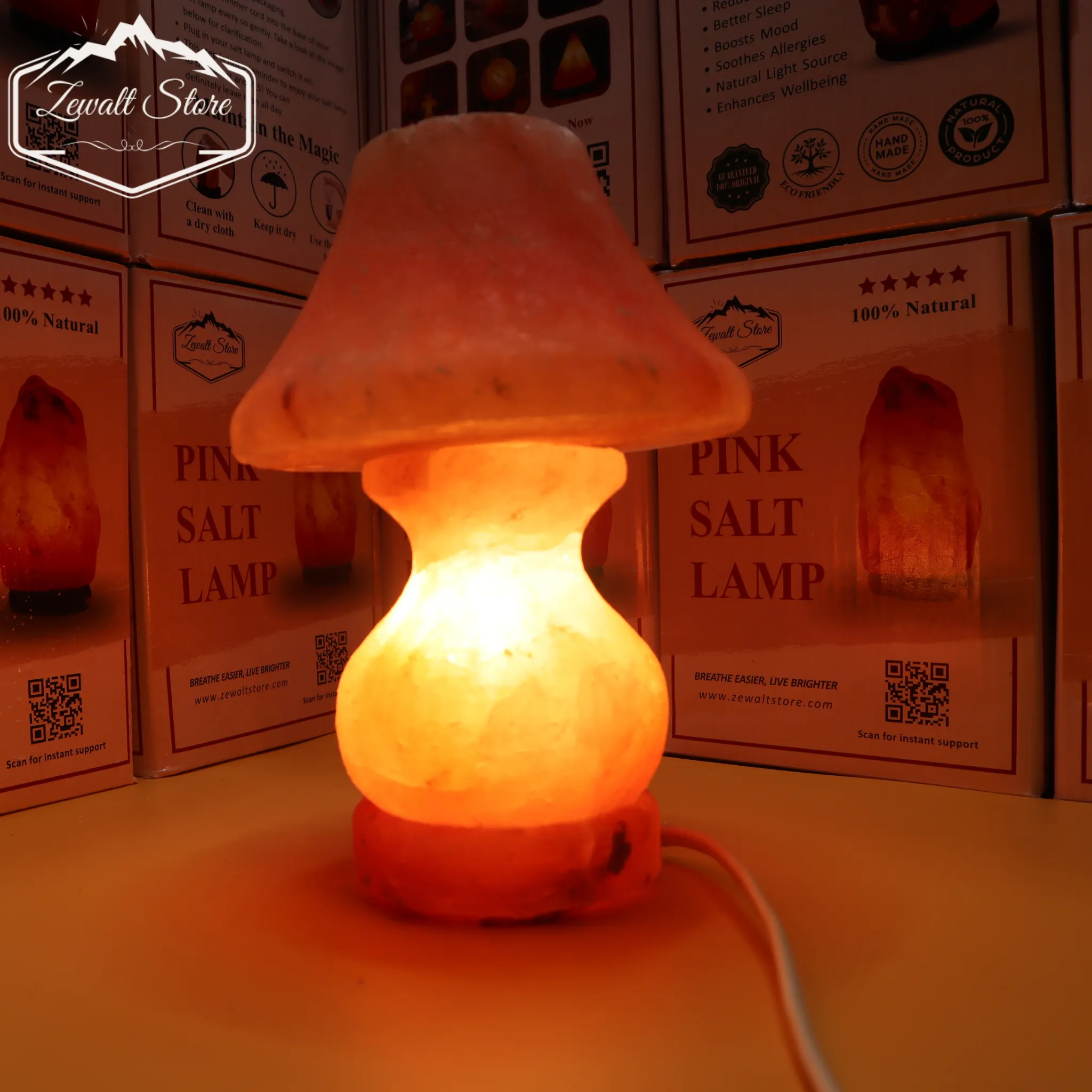Side Table Himalayan Pink Salt Lamp – 220V Natural Crystal Lamp (2–3 KG) - Image 2