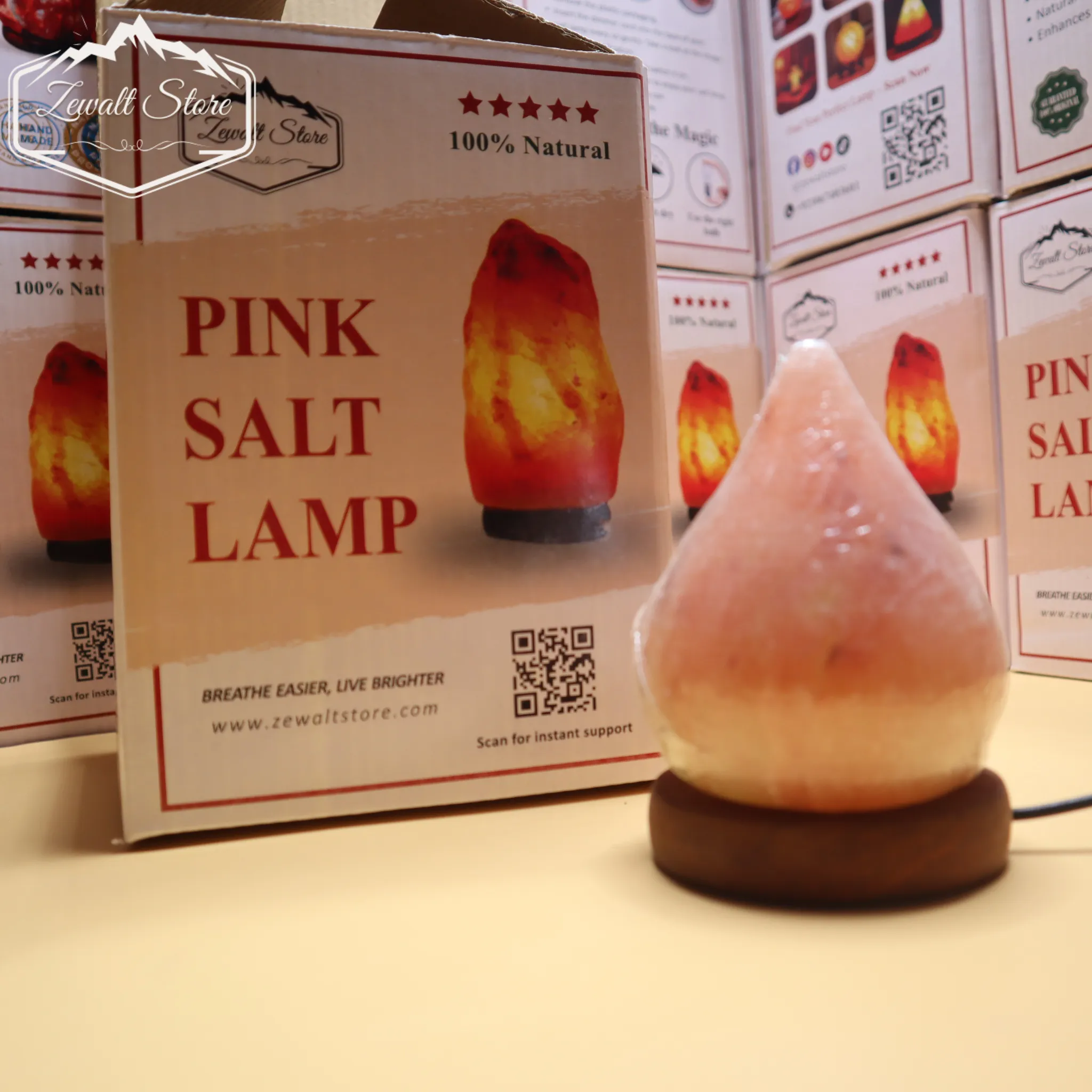Drop Shaped USB Himalayan Pink Salt Lamp – Approx. 1 KG | RGB Ambient Crystal Lamp