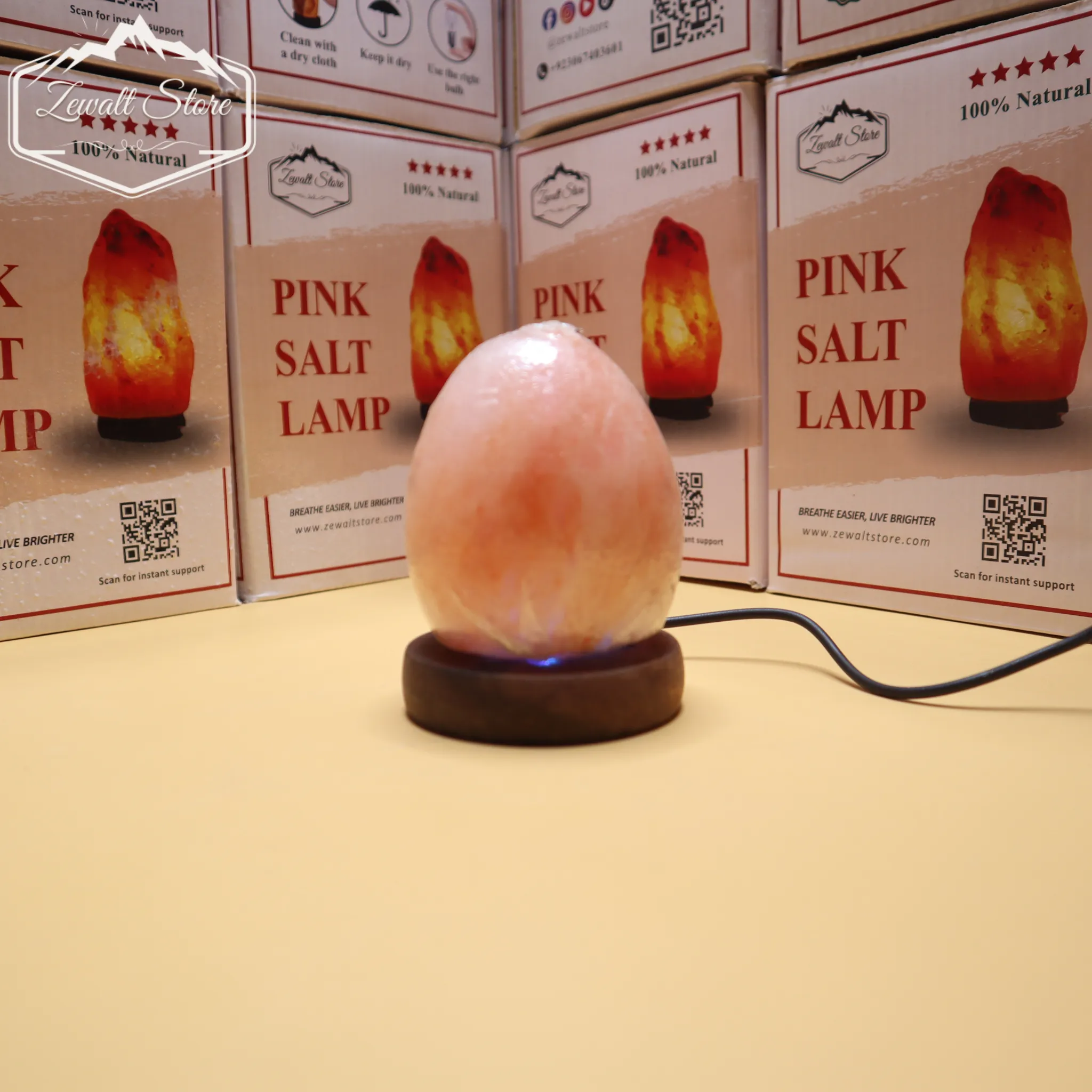 Egg Shaped USB Himalayan Pink Salt Lamp – Approx. 1 KG | RGB Crystal Desk Lamp - Image 2