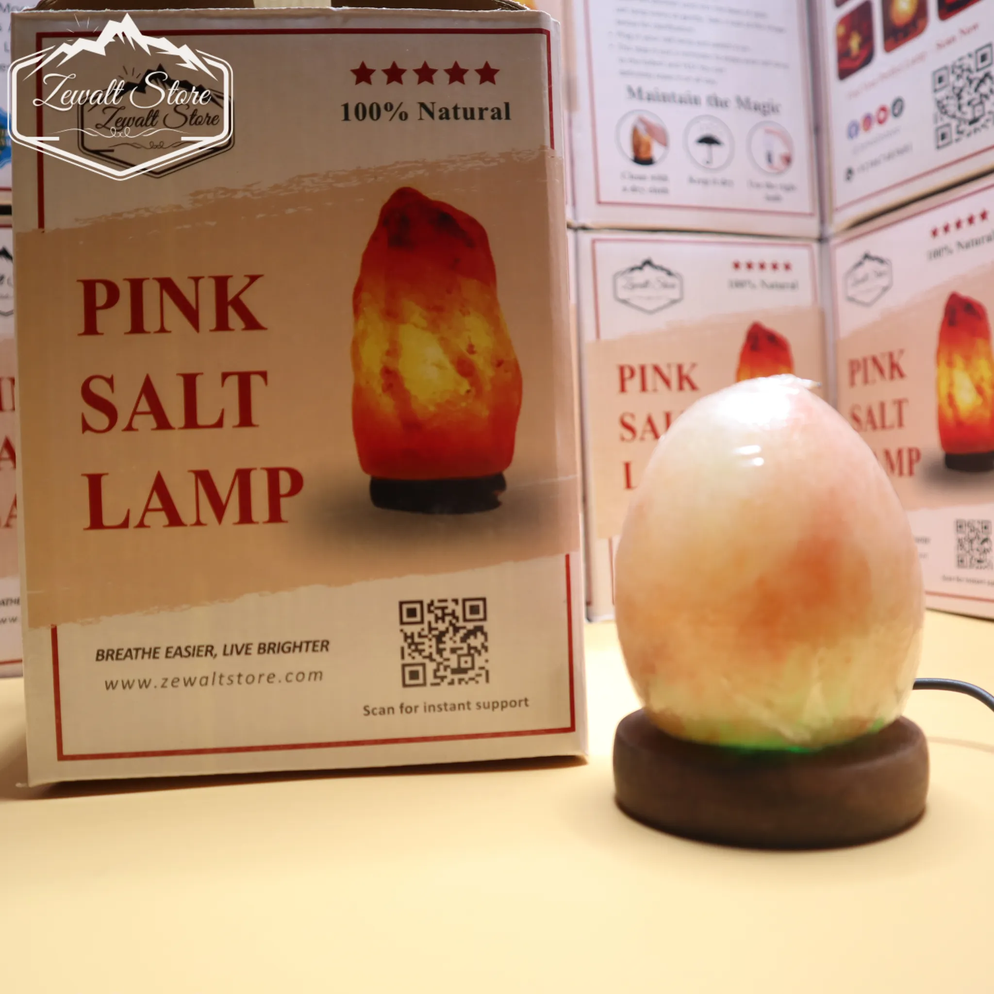 Egg Shaped USB Himalayan Pink Salt Lamp – Approx. 1 KG | RGB Crystal Desk Lamp