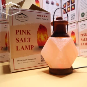 Lantern Shaped USB Himalayan Pink Salt Lamp – Approx. 1 KG | RGB Crystal Desk Lamp