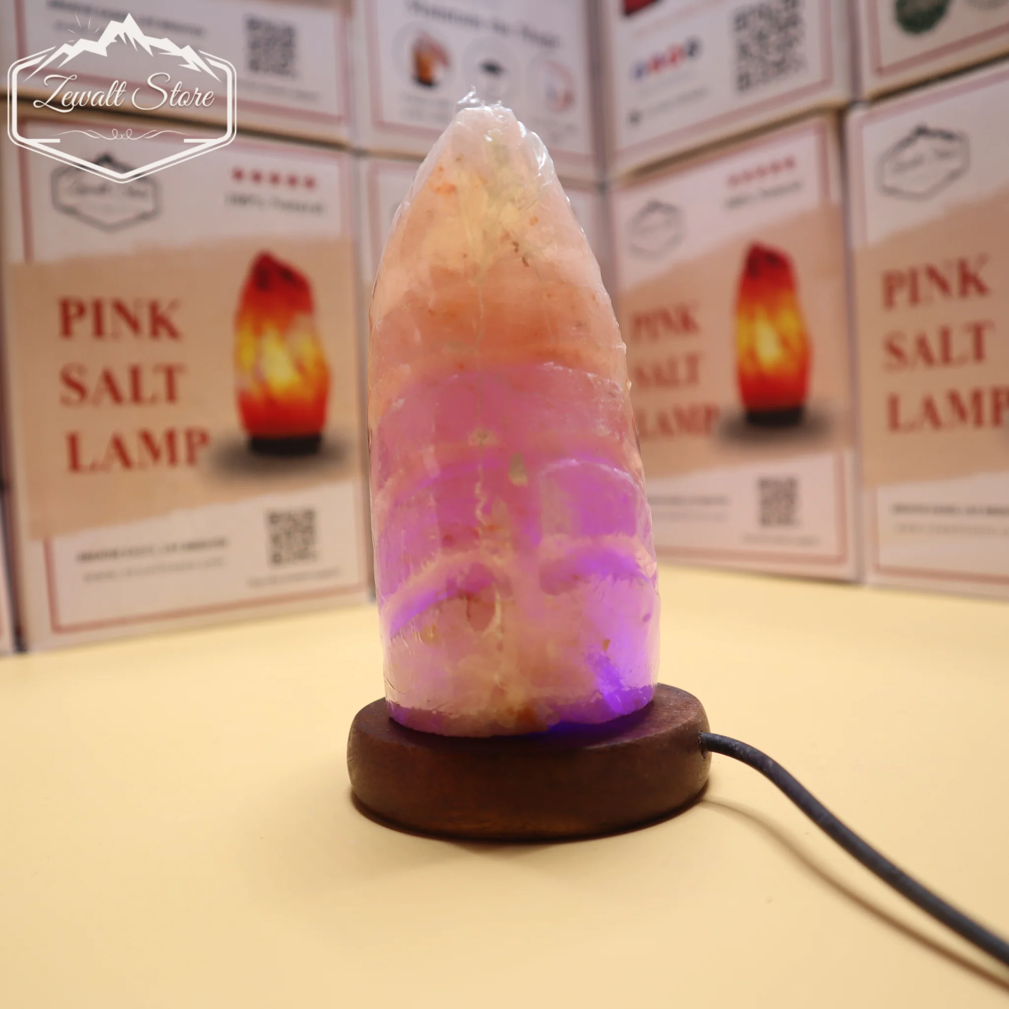 Leaf Shaped USB Himalayan Pink Salt Lamp – Approx. 1 KG | RGB Crystal Night Lamp - Image 2