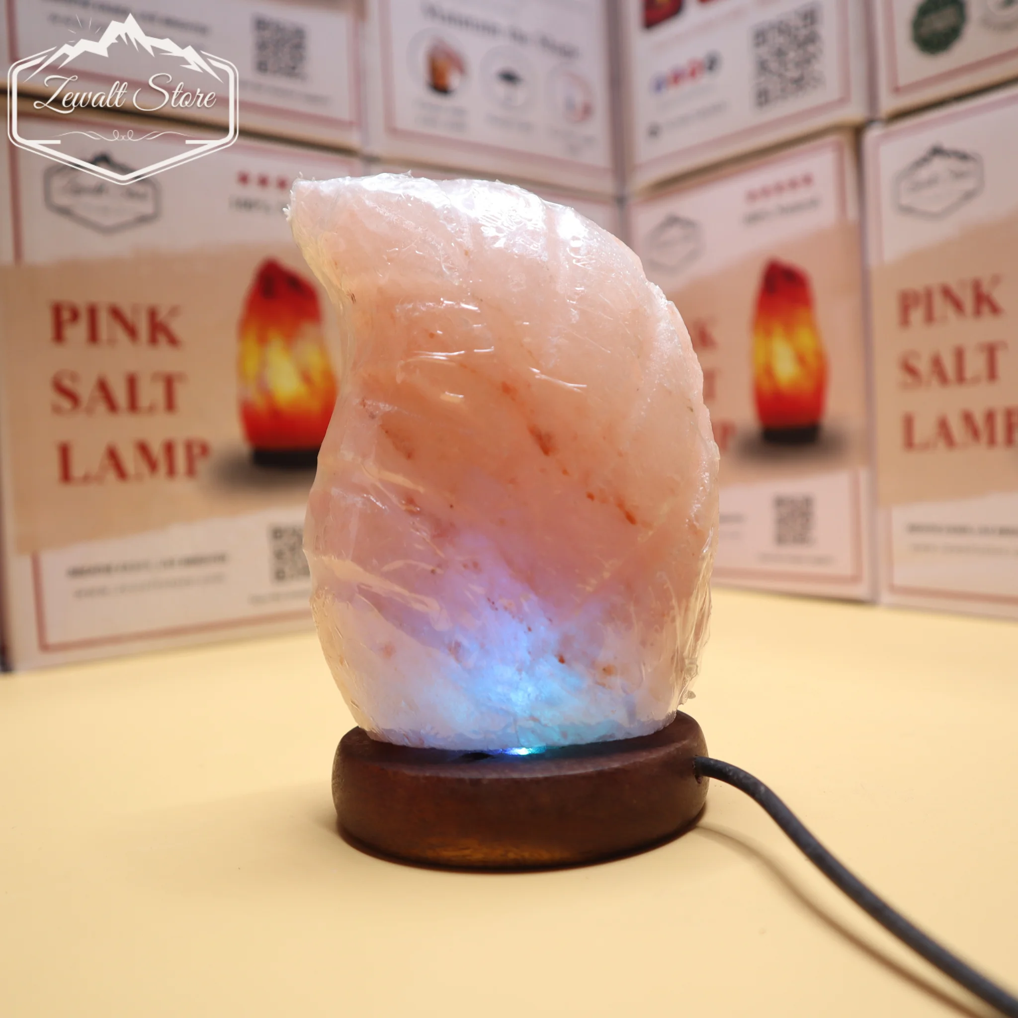 Leaf Shaped USB Himalayan Pink Salt Lamp – Approx. 1 KG | RGB Crystal Night Lamp - Image 3