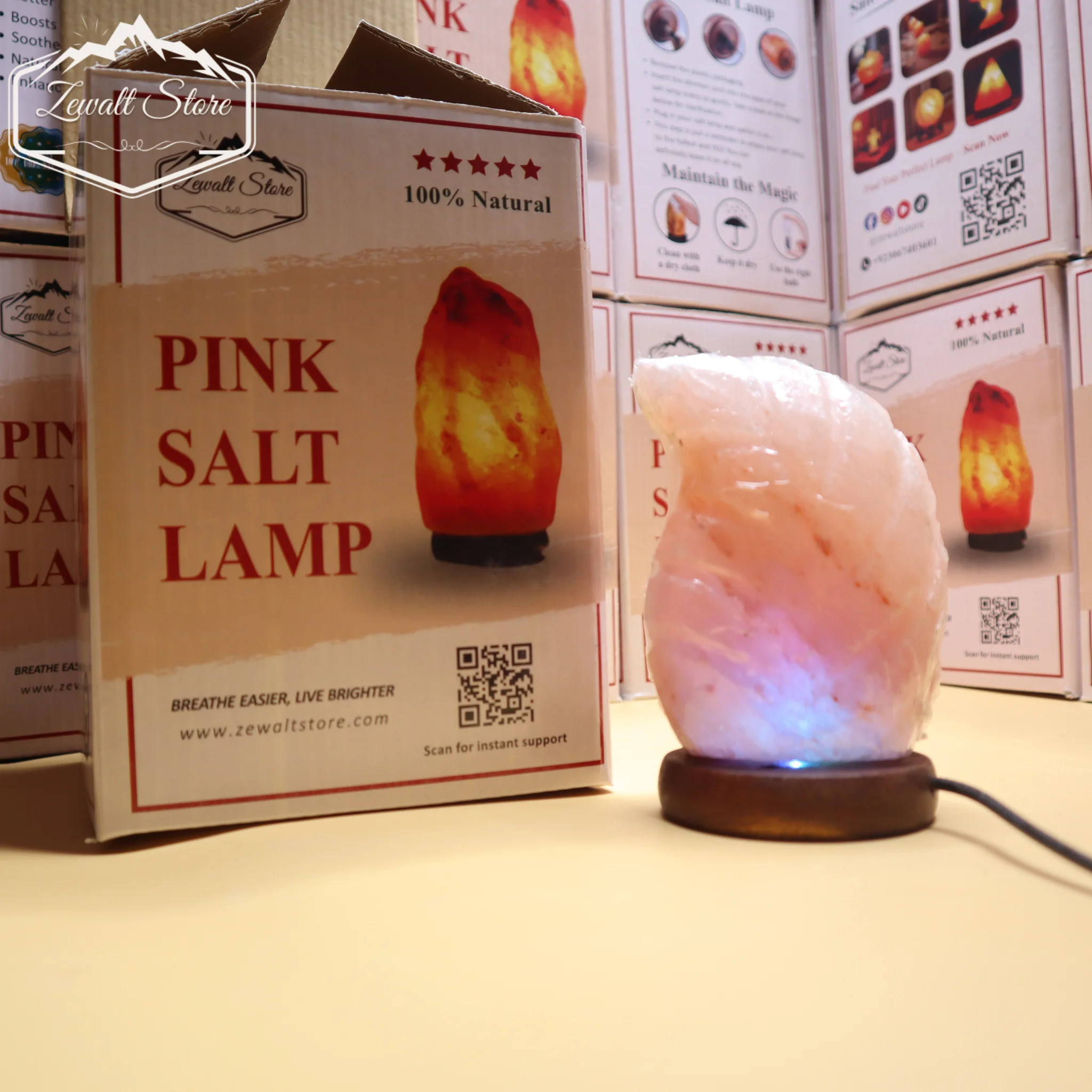 Leaf Shaped USB Himalayan Pink Salt Lamp – Approx. 1 KG | RGB Crystal Night Lamp - Image 4