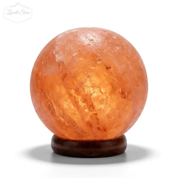 Boll Shaped Himalayan Pink Salt Lamp with Wooden Base – 220V Natural Crystal Lamp (2–3 KG)