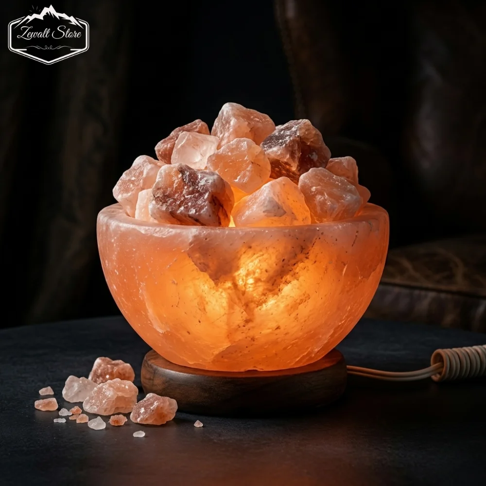 Bowl Shaped Himalayan Pink Salt Lamp with Salt Chunks – 220V Natural Crystal Lamp (2–3 KG) - Image 11