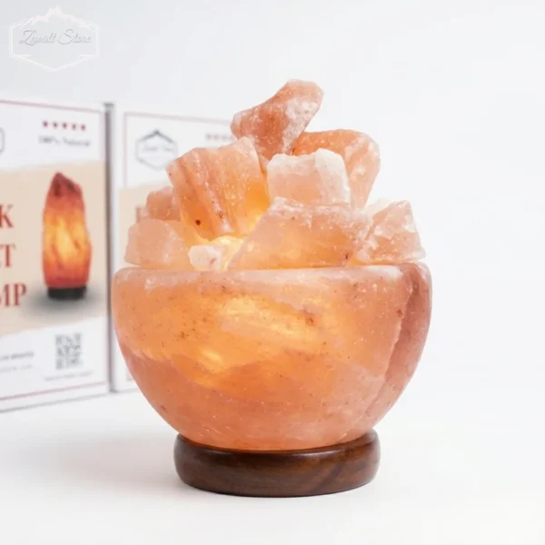 Bowl Shaped Himalayan Pink Salt Lamp with Salt Chunks – 220V Natural Crystal Lamp (2–3 KG)