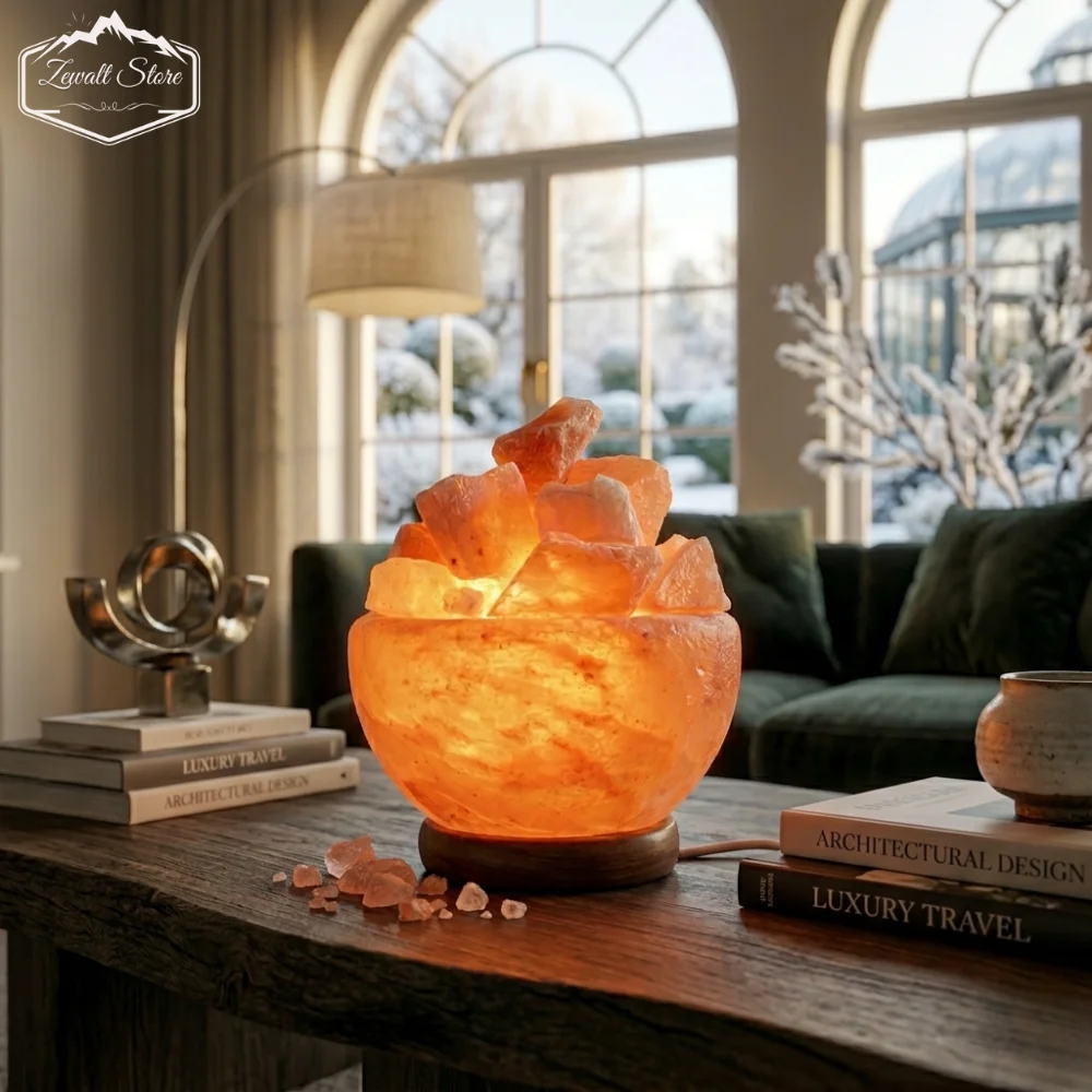 Bowl Shaped Himalayan Pink Salt Lamp with Salt Chunks – 220V Natural Crystal Lamp (2–3 KG) - Image 12