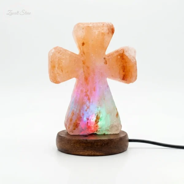 Cross Shaped USB Himalayan Pink Salt Lamp – Approx. 1 KG | Christian Symbol LED Lamp
