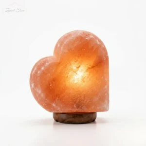 Heart Shaped Himalayan Pink Salt Lamp with Wooden Base – 220V Natural Crystal Lamp (2–3 KG)