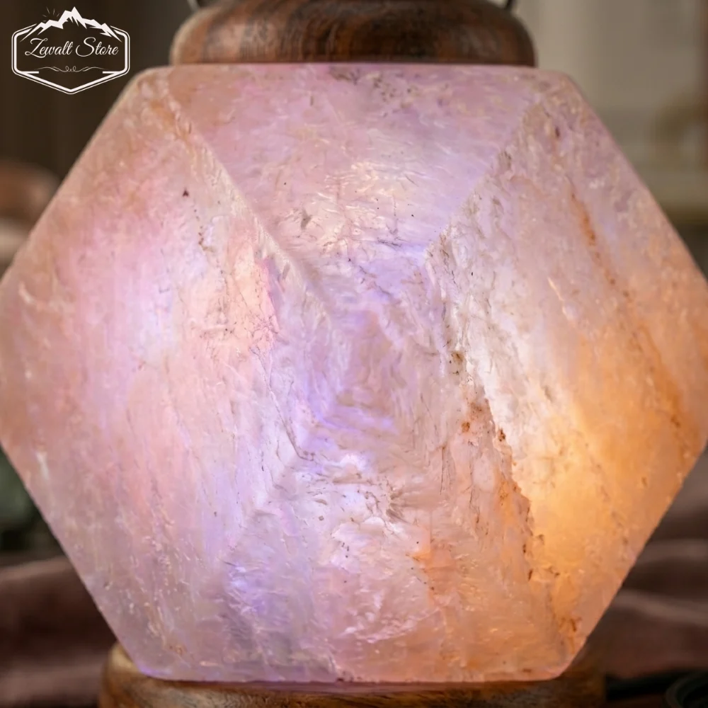 Lantern Shaped USB Himalayan Pink Salt Lamp – Approx. 1 KG | RGB Crystal Desk Lamp - Image 3