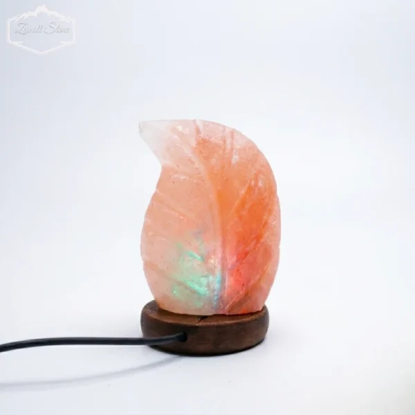 Leaf Shaped USB Himalayan Pink Salt Lamp – Approx. 1 KG | RGB Crystal Night Lamp