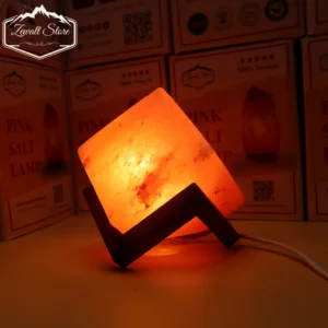 Cube Shaped Himalayan Pink Salt Lamp 1.5 KG with Wooden Stand – 220V Decorative Lamp