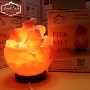 Bowl Shaped Himalayan Pink Salt Lamp with Salt Chunks – 220V Natural Crystal Lamp (2–3 KG)