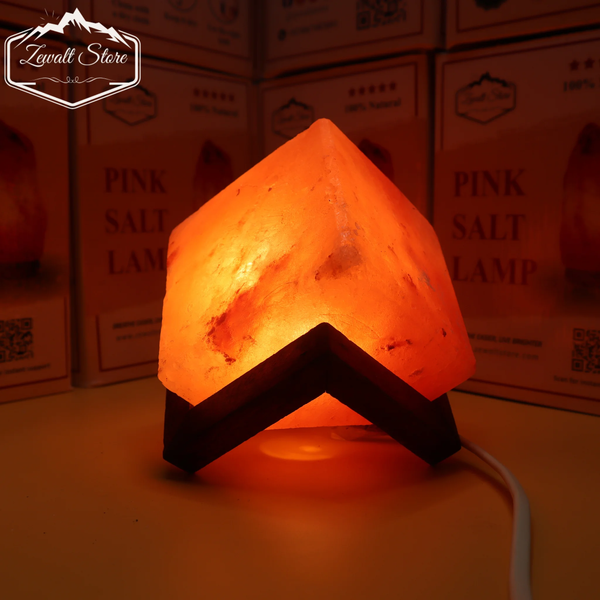 Cube Shaped Himalayan Pink Salt Lamp – 220V Natural Crystal Lamp (2–3 KG) - Image 6