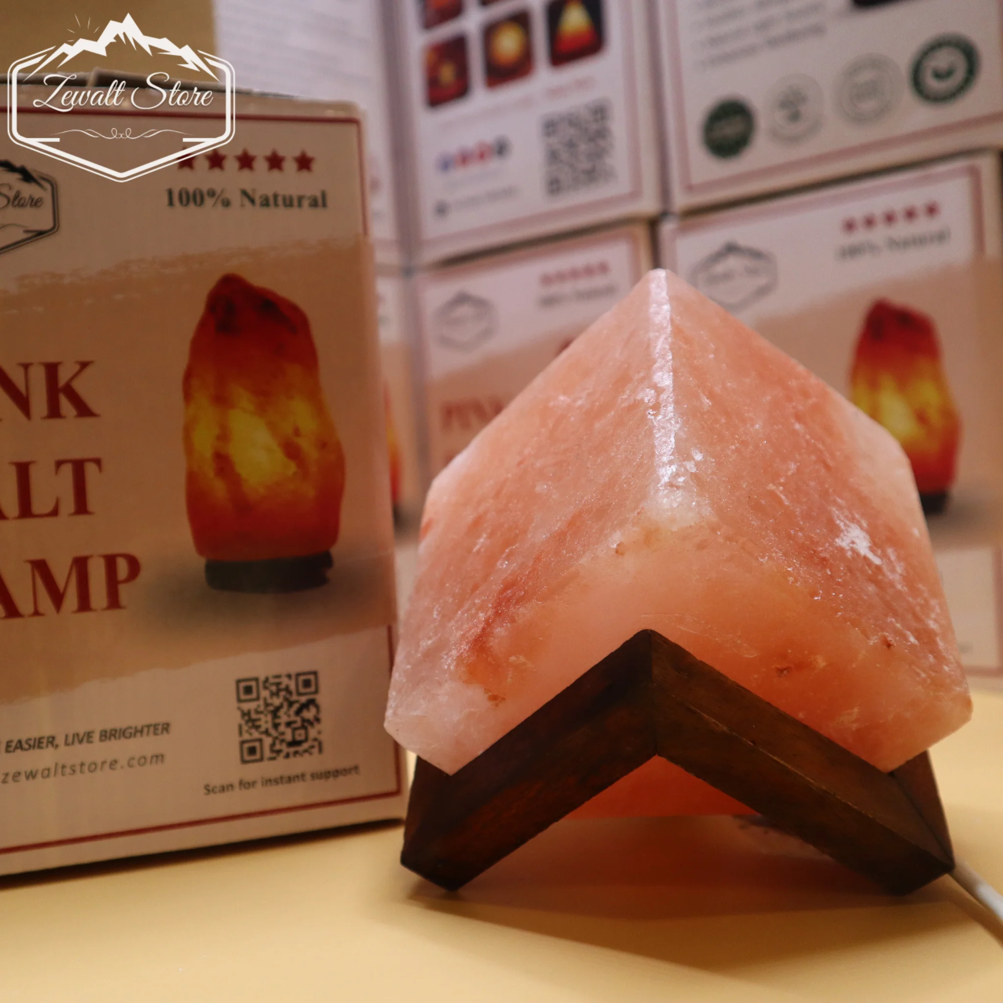 Cube Shaped Himalayan Pink Salt Lamp – 220V Natural Crystal Lamp (2–3 KG) - Image 4