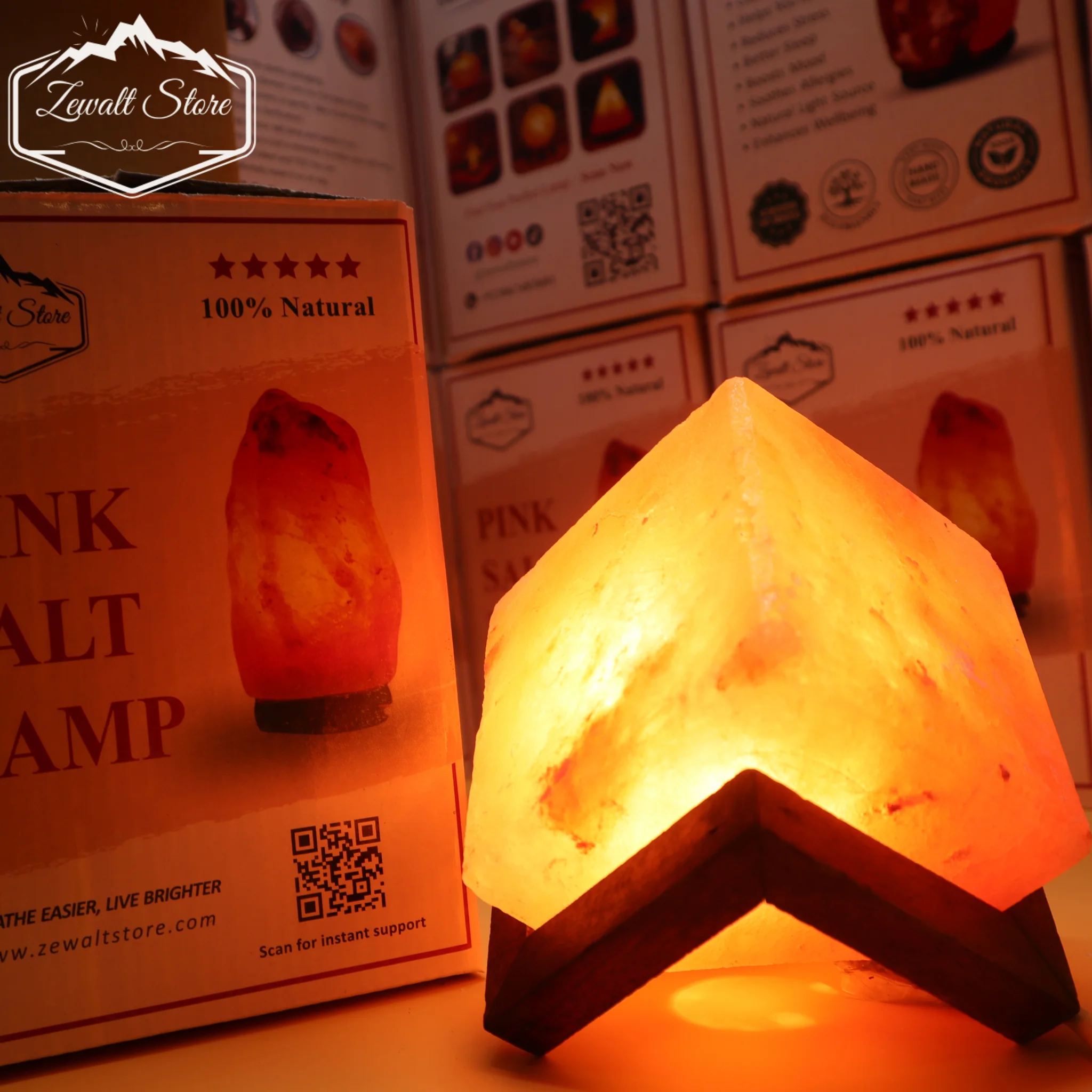 Cube Shaped Himalayan Pink Salt Lamp – 220V Natural Crystal Lamp (2–3 KG)