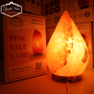 Drop Shaped Himalayan Pink Salt Lamp with Wooden Base – 220V Natural Crystal Lamp (2–3 KG)