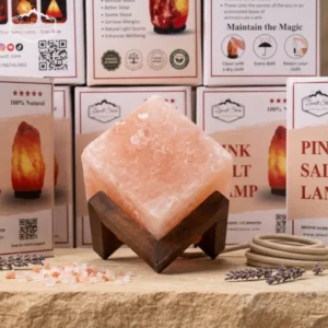 Cube Shaped Himalayan Pink Salt Lamp – 220V Natural Crystal Lamp (2–3 KG)