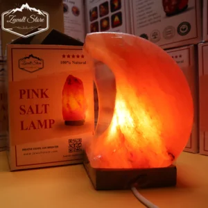 Half Moon Shaped Himalayan Pink Salt Lamp