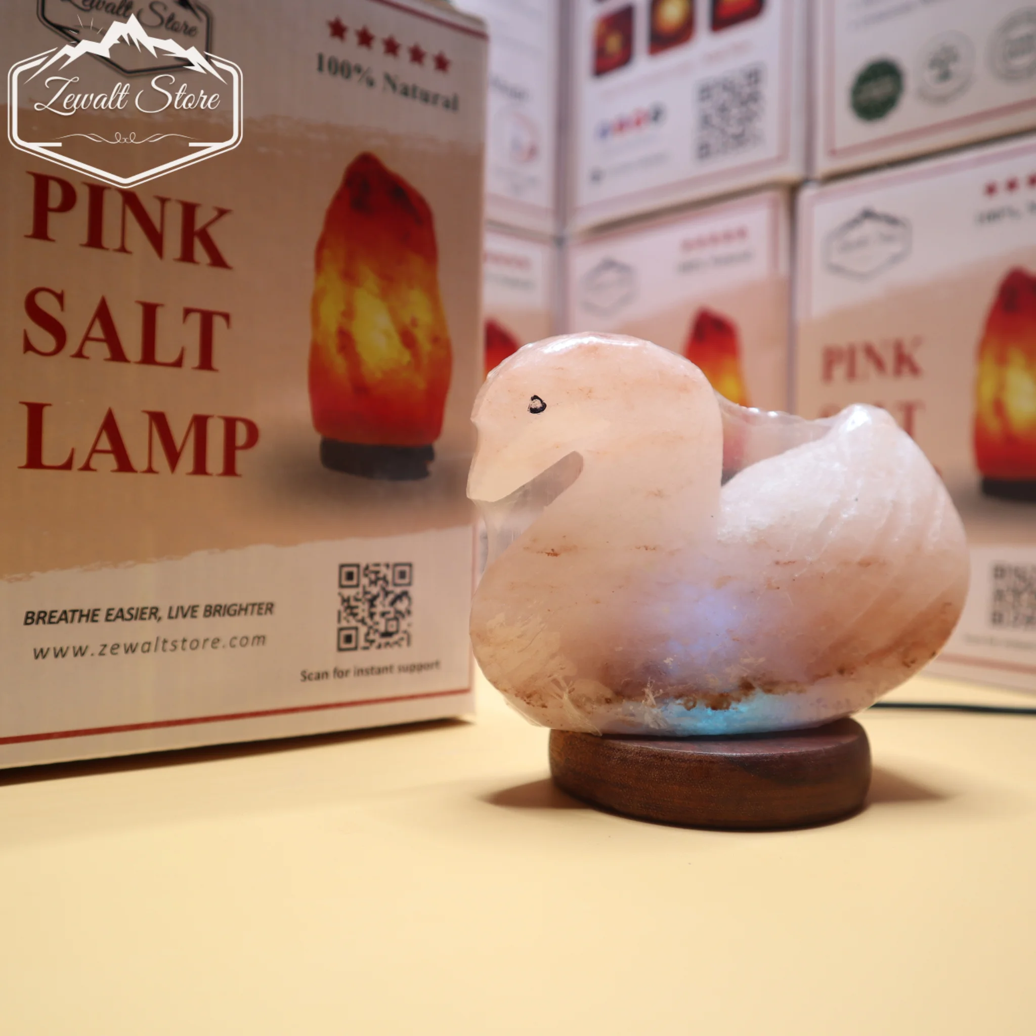 Duck Shaped USB Himalayan Pink Salt Lamp – Approx. 1 KG | RGB Crystal Night Lamp - Image 10