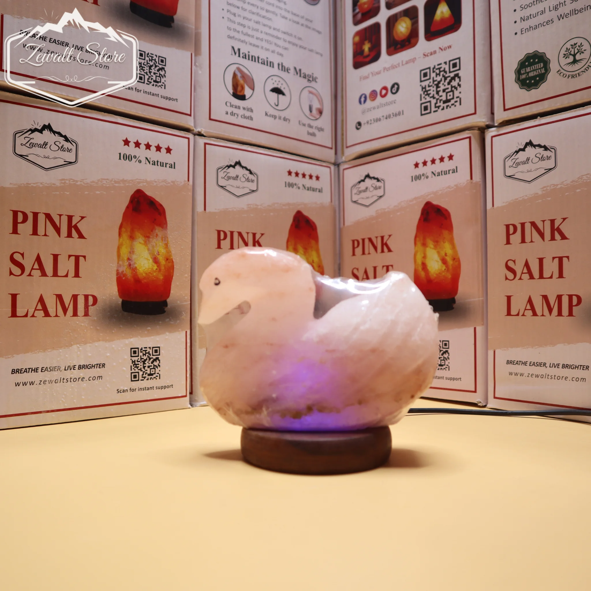 Duck Shaped USB Himalayan Pink Salt Lamp – Approx. 1 KG | RGB Crystal Night Lamp - Image 8