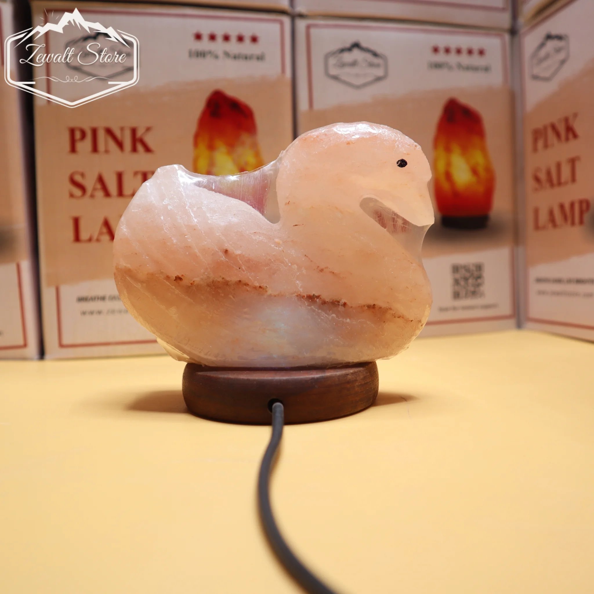 Duck Shaped USB Himalayan Pink Salt Lamp – Approx. 1 KG | RGB Crystal Night Lamp - Image 4