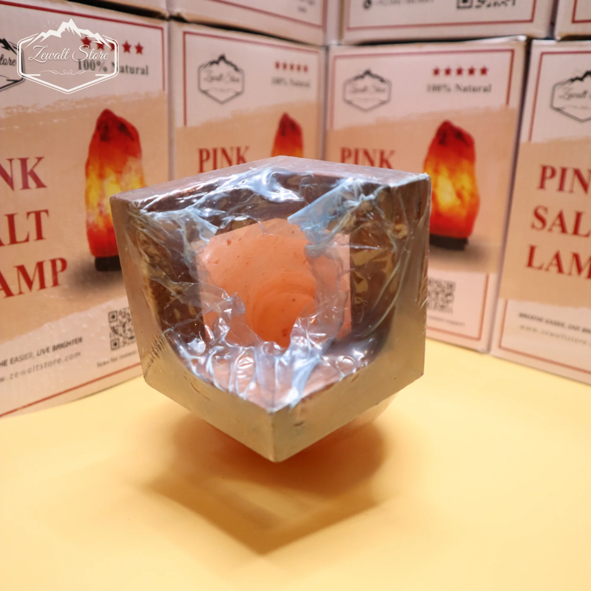 Boll Shaped Himalayan Pink Salt Lamp with Wooden Stand – 220V Natural Crystal Lamp (2–3 KG) - Image 7