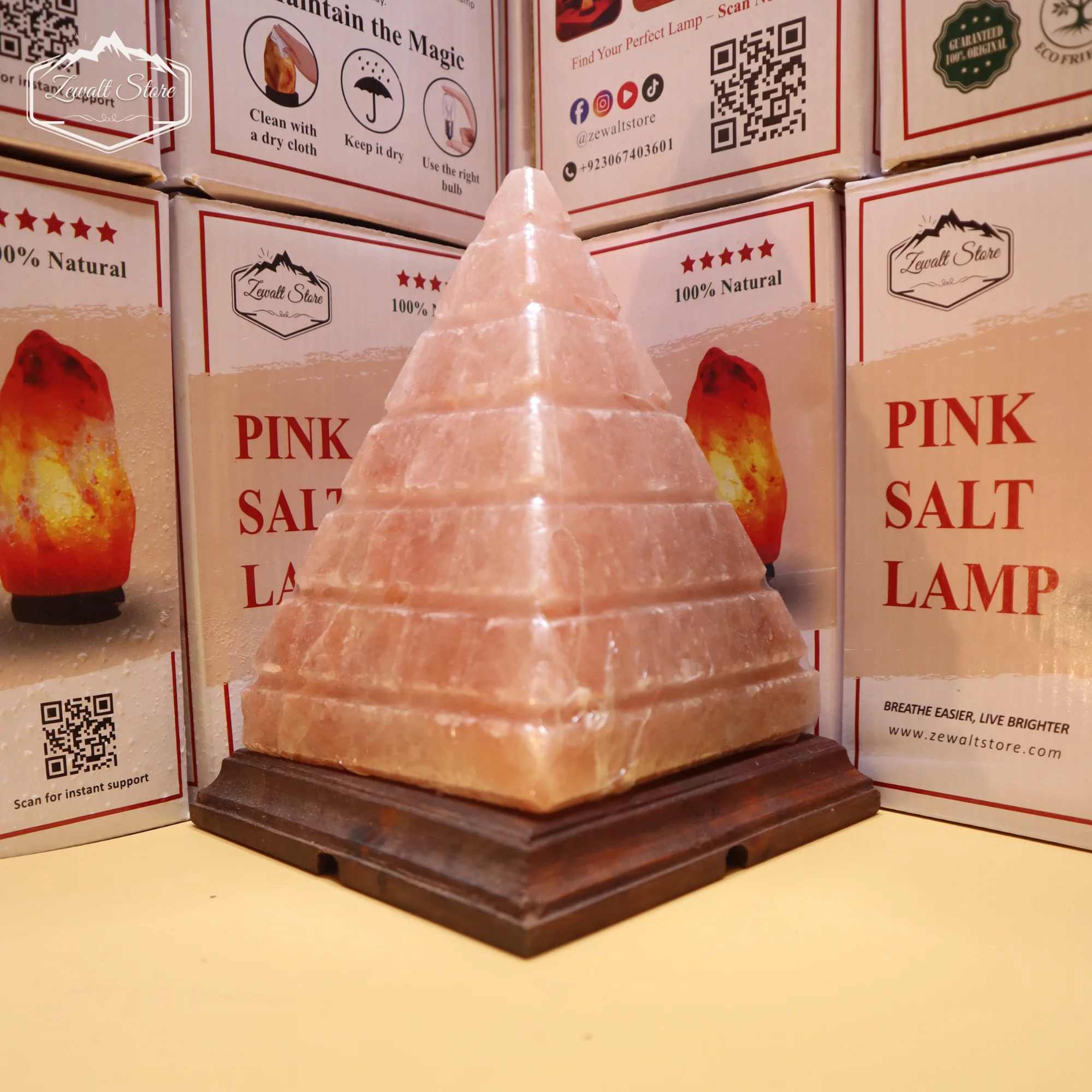 Pyramid Shaped Himalayan Pink Salt Lamp – 220V Natural Crystal Lamp (2–3 KG) - Image 2