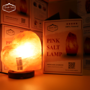 Heart Shaped Himalayan Pink Salt Lamp with Wooden Base – 220V Natural Crystal Lamp (2–3 KG)